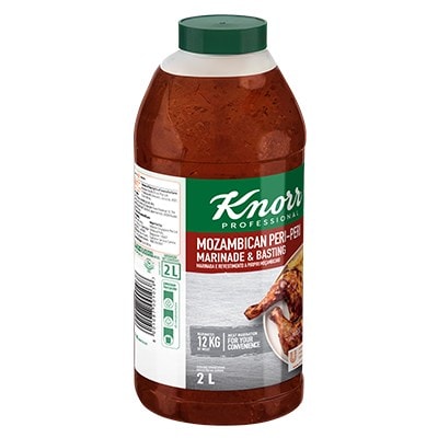 Knorr Professional Mozambican Peri-Peri Marinade & Basting - Knorr Professional Mozambican Peri-Peri Marinade & Basting is a ready-to-use solution that delivers on-trend spicy and tangy flavours, with versatility across multiple application, including glazing, grilling and pasta sauces.